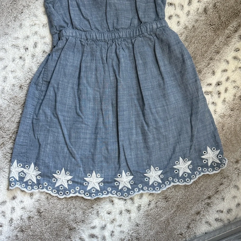Cat & Jack lightweight denim dress girls small cutout star embroidery summer